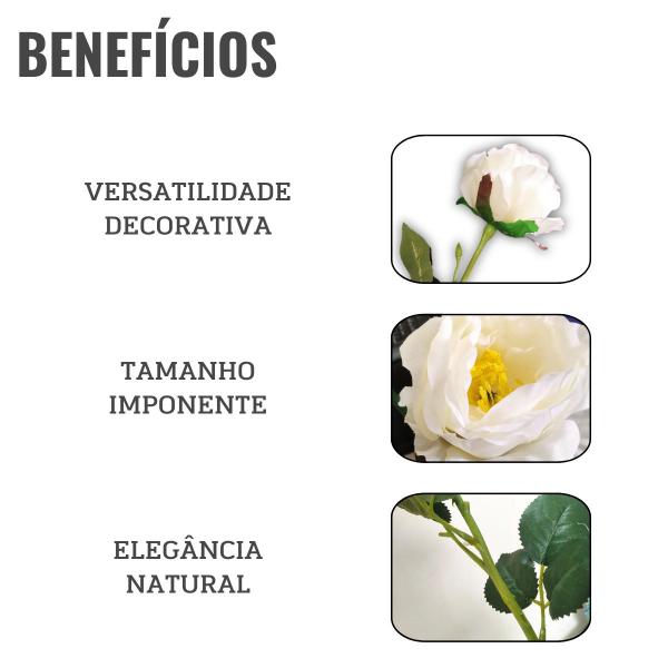 Imagem de Flor Artificial Rosa Branca 60cm - 1 Unidade