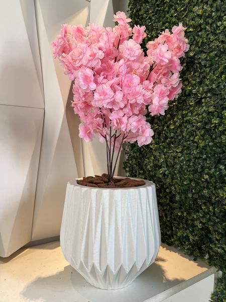 Imagem de Flor Cerejeira Pessegueiro Artificial Buque Com Vaso Planta