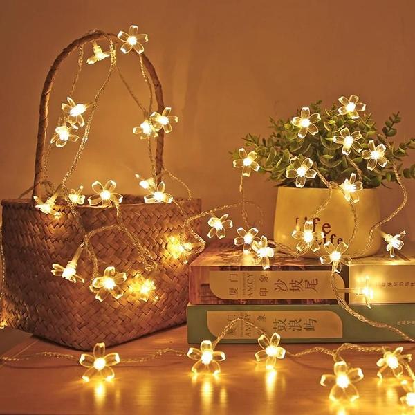 Imagem de Flor De Cerejeira LED String Fairy Lights USB Crystal Flowers Indoor Wedding Christmas Decor