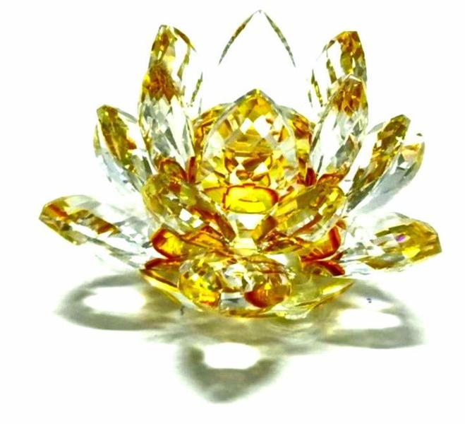 Imagem de Flor de lótus - 14cm - amarela - (cristal de vidro/presente)