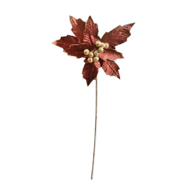 Imagem de Flor Decorativa Poinsetia Ouro Velho com Glitter 43cm - 1Un