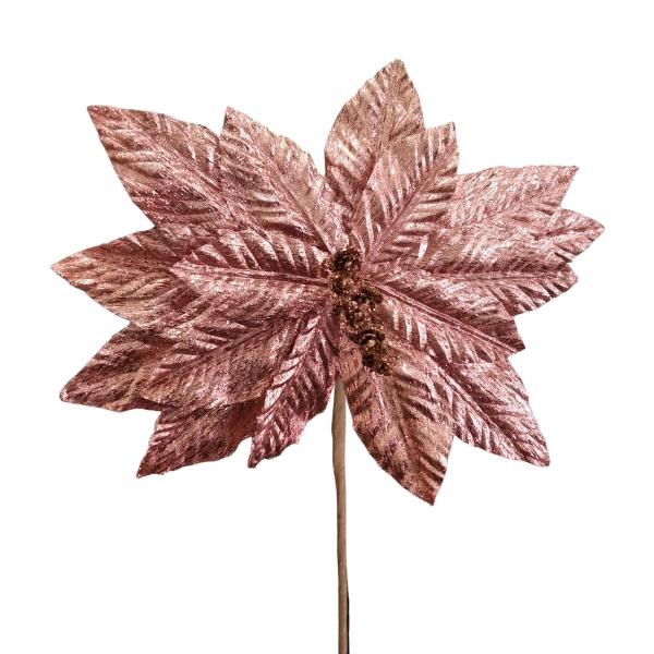 Imagem de Flor Decorativa Poinsetia Rose Gold 30cm - 1 Unidade