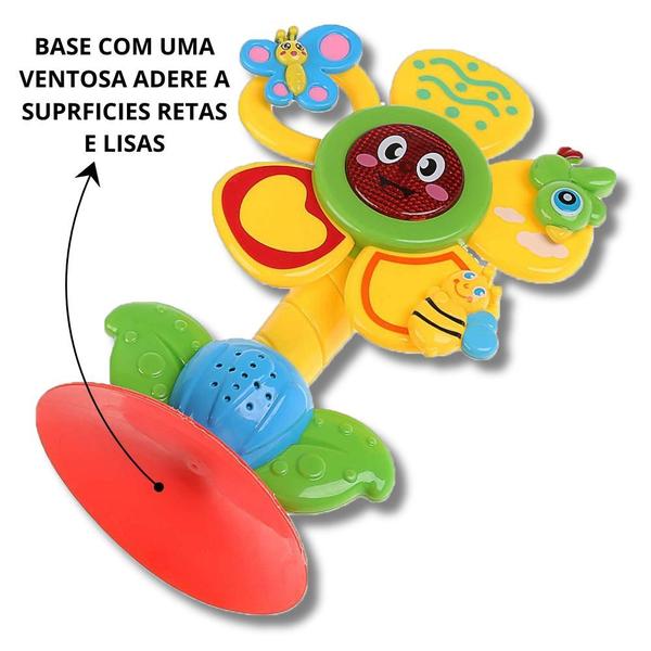 Imagem de Flor Musical Brinquedo Bebe Interativo Educativo Sentidos Luz Giratória Sons