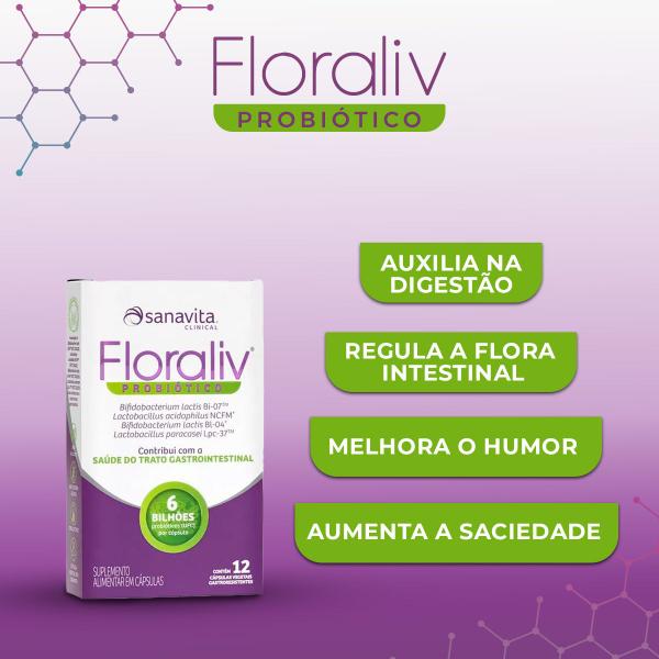 Imagem de Floraliv Probiótico Caixa com 12 Cápsulas Vegetais - Sanavita