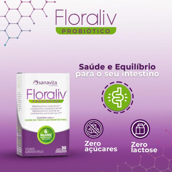 Imagem de Floraliv Probiótico Caixa com 30 Cápsulas Vegetais - Sanavita