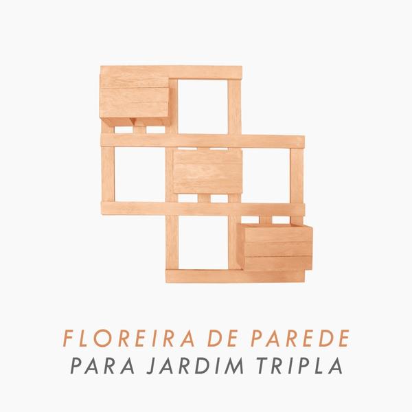 Imagem de Floreira de madeira para parede de jardim tripla 60cm x 56,5cm