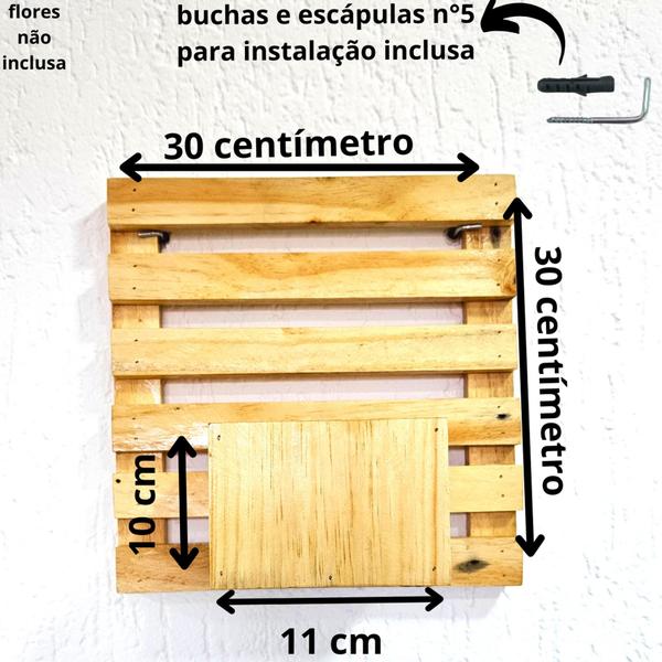 Imagem de Floreira De Parede Ripado de Madeira Com Cachepot Para Flores