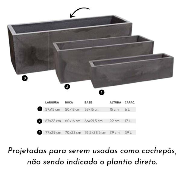 Imagem de Floreira Flat 77 (39L) Cor Preto Ardosia JAPI