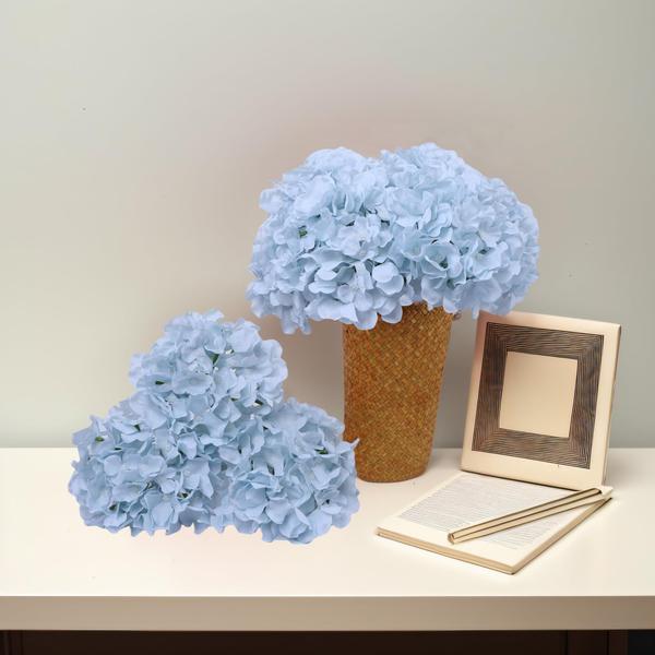 Imagem de Flores artificiais AVIVIHO Hydrangea Silk com caules x10 azul claro