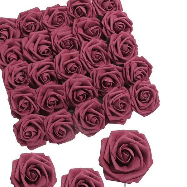 Imagem de Flores Artificiais de Espuma Rosa (7cm) - Para Decoração de Casa e Casamento