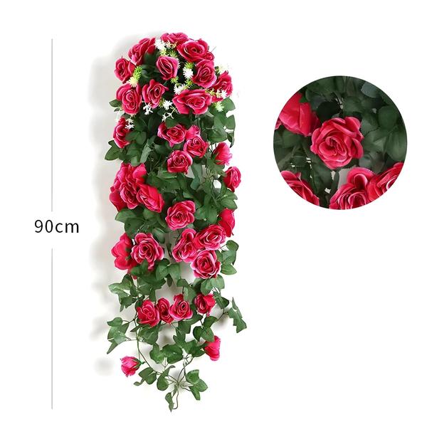 Imagem de Flores Artificiais de Rattan - Parede Pendurada com Rosas - Decoração para Casa e Casamento