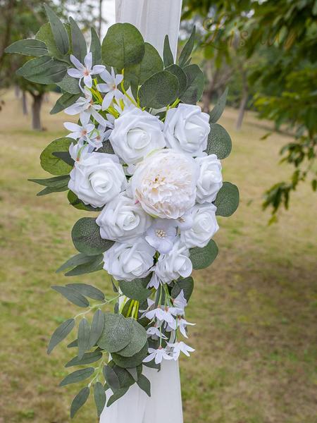 Imagem de Flores artificiais em arco de casamento Lisuun, pacote grande de 2