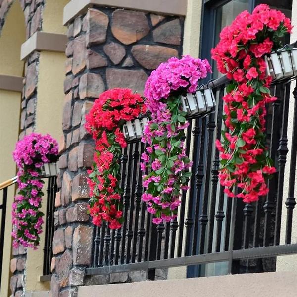 Imagem de Flores Artificiais Violeta Penduradas - Simulação em Seda para Decoração