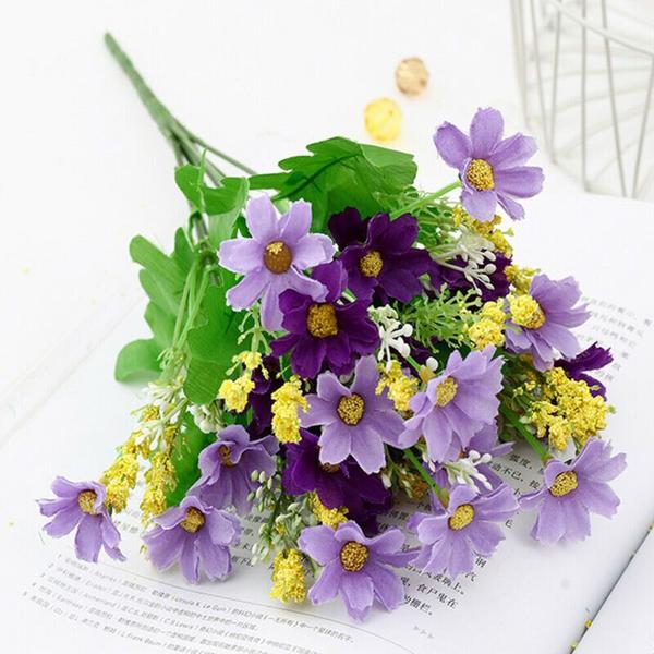 Imagem de Flores de seda artificial Daisy Bunch roxo escuro e roxo claro