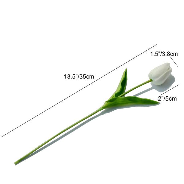 Imagem de Flores falsas de seda artificial de tulipa Mandy White 35 cm 76 unidades