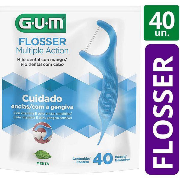 Imagem de Flosser Fio Dental com Haste GUM AZUL 40 Unidades