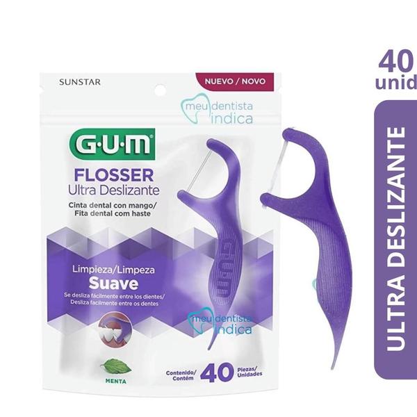 Imagem de Flosser Ultra Deslizante Roxo GUMFita Dental Adulto com Cabo  40 unidades