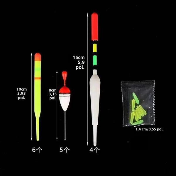 Imagem de Flutuadores de Pesca - Kit com 15 Peças (Cores Variadas)