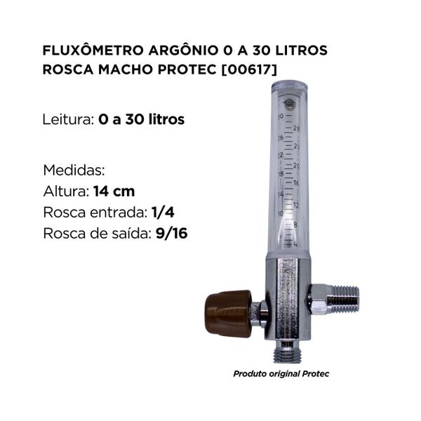 Fluxometro argônio 0 a 30 litros rosca macho protec - SERFLEX Imagem de Fluxometro argônio 0 a 30 litros rosca macho protec