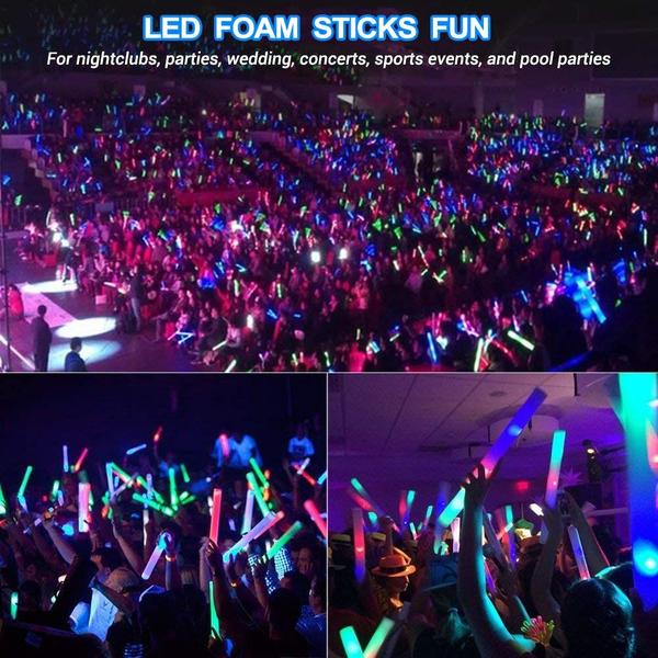 Imagem de Foam Glow Sticks Blu7ive LED 156 unidades, 3 modos de piscar, festa