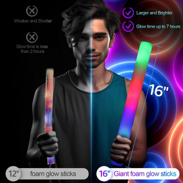 Foam Glow Sticks SHQDD Glow Sticks Bulk 40 cm 28 unidades 3 modos Imagem de Foam Glow Sticks SHQDD Glow Sticks Bulk 40 cm 28 unidades 3 modos