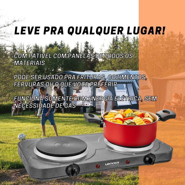 Imagem de Fogão 2 Bocas Elétrico Lenoxx Ideal pra Cozinhas Pequenas e Viagens 127V