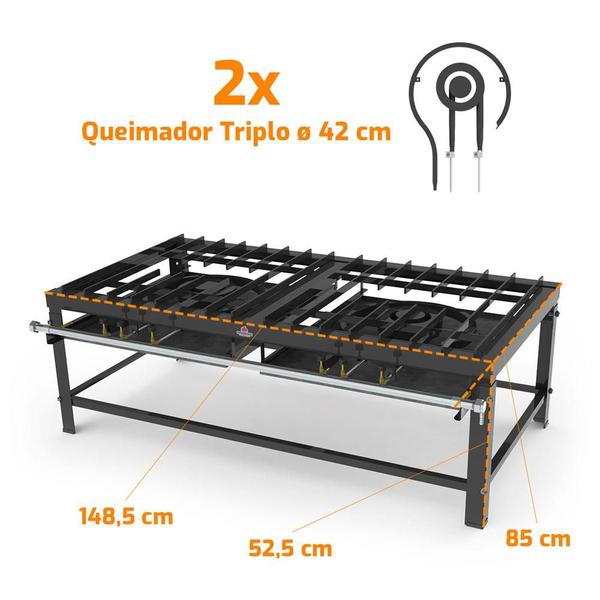 Imagem de Fogão 2 Queimadores Triplo Alta Pressão Altura 50cm PFI - 200 - Progas