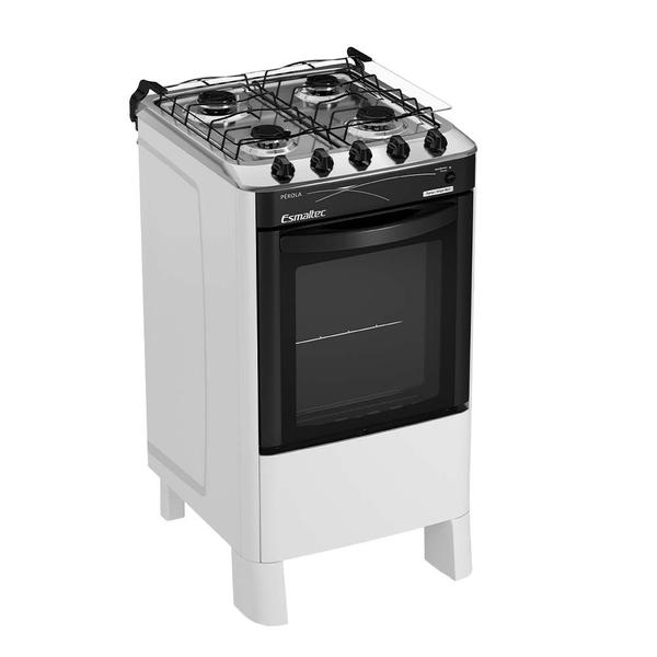 Imagem de Fogão 4 Bocas a Gás Esmaltec Pérola 4114 Acendimento Automático e Mesa Inox Branco Bivolt