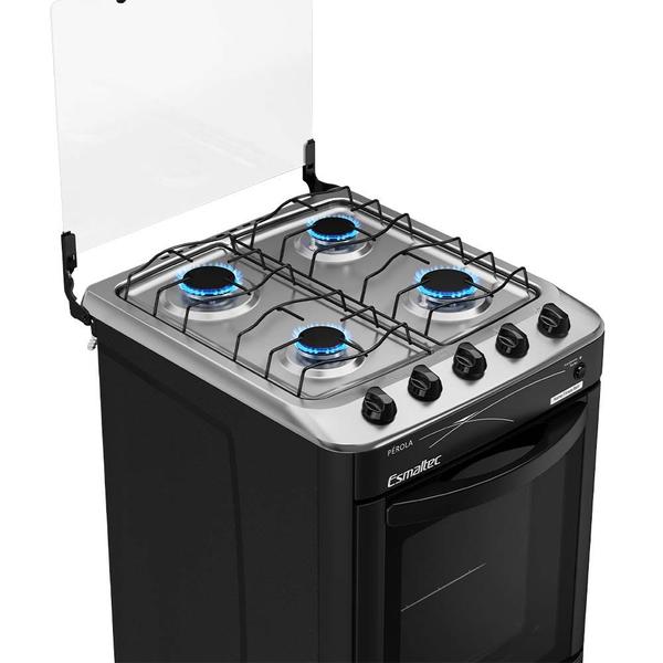 Imagem de Fogão 4 Bocas a Gás Esmaltec Pérola 4114 Acendimento Automático e Mesa Inox Preto Bivolt