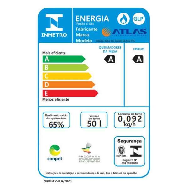 Imagem de Fogão 4 Bocas Agile Glass Bivolt Preto Atlas