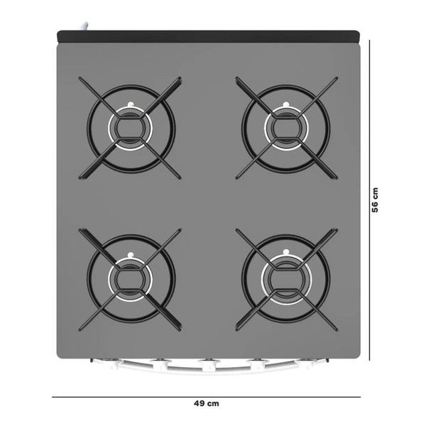 Imagem de Fogão 4 Bocas Ares Glass Realce a Gás Branco Preto 50L