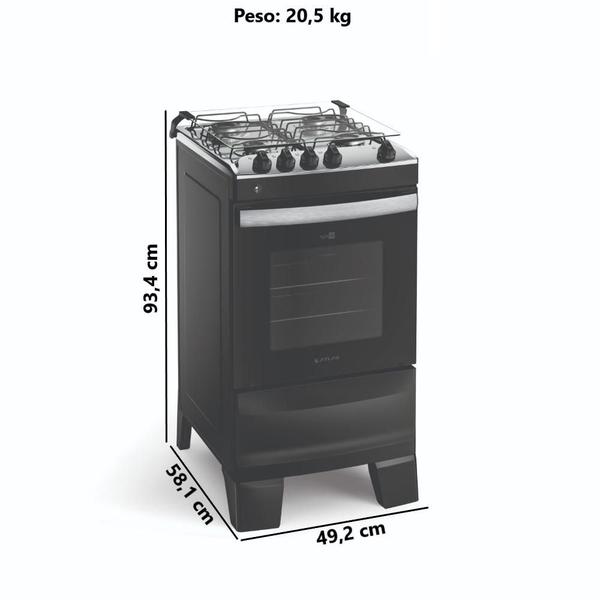 Imagem de Fogão 4 Bocas Atlas Agile com Acendimento Automático e Forno 50L Preto Bivolt