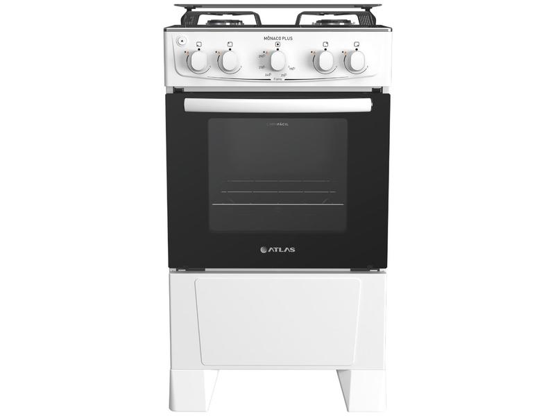 Fogão 4 Bocas Atlas Inox Branco Mônaco Plus Fogão 4 Bocas Atlas Inox Branco Mônaco Plus