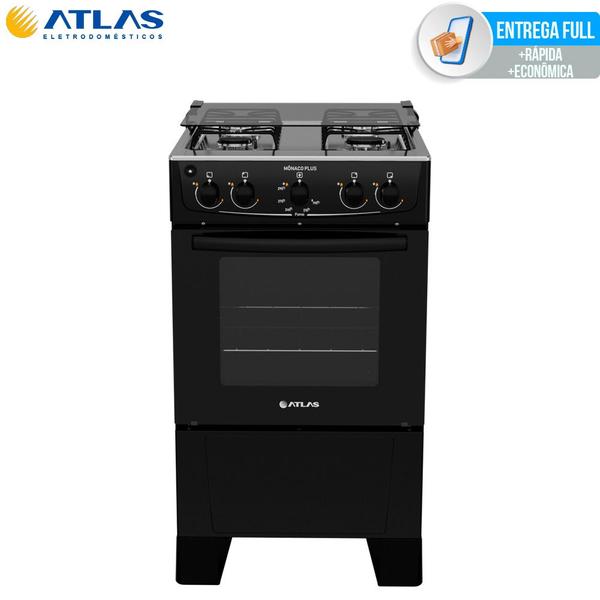 Fogão 4 Bocas Com Mesa Inox e Acendimento Automático Atlas Mônaco Plus Bivolt Fogão 4 Bocas Com Mesa Inox e Acendimento Automático Atlas Mônaco Plus Bivolt