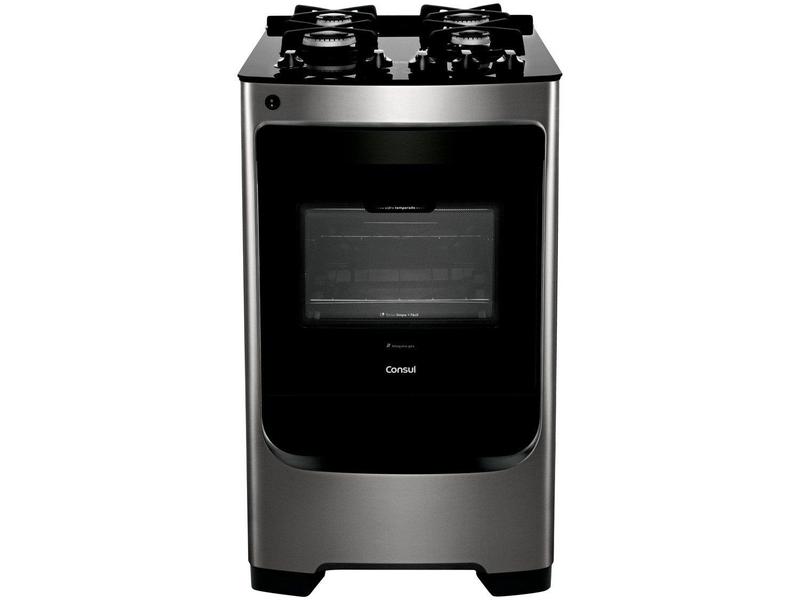 Fogão 4 Bocas Consul Inox Mesa de Vidro CFO4VARUNA