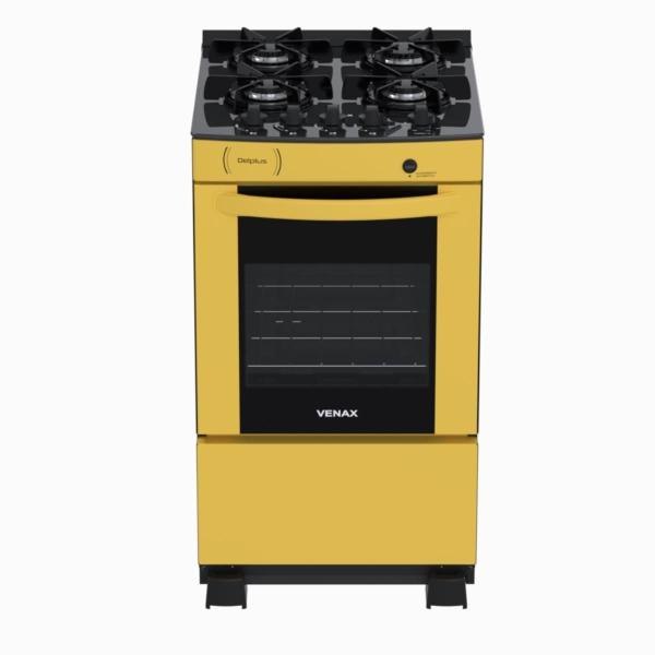 Imagem de Fogao 4 Bocas Venax Delplus Vitreo Bl Amarelo Gas Glp