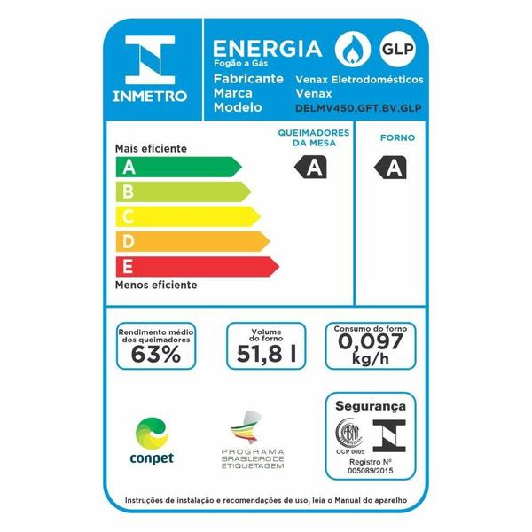 Imagem de Fogao 4 Bocas Venax Delplus Vitreo Bl Grafite Gas Glp