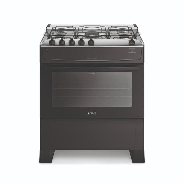 Imagem de Fogão 5 Bocas Atlas Mônaco Top com Acendimento Automático e Forno 86L Preto Bivolt