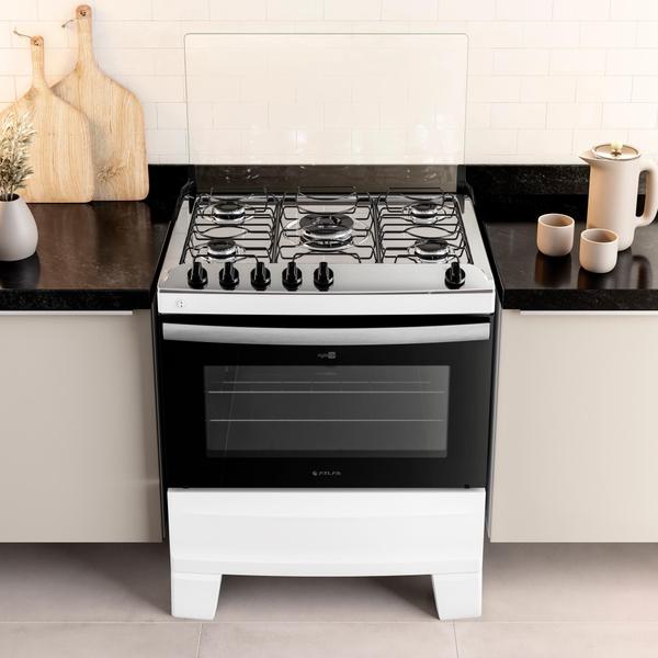 Imagem de Fogão 5 Bocas Branco com Mesa Inox Atlas Agile Up Bivolt