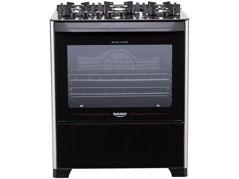 Fogão 5 Bocas Dako Preto Mesa de Vidro Magister Fogão 5 Bocas Dako Preto Mesa de Vidro Magister