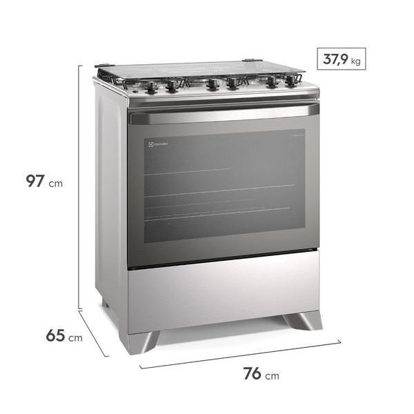 Imagem de Fogão 5 bocas Electrolux Efficient com Mesa Inox PerfectCook e VaporBake (FE5IC)