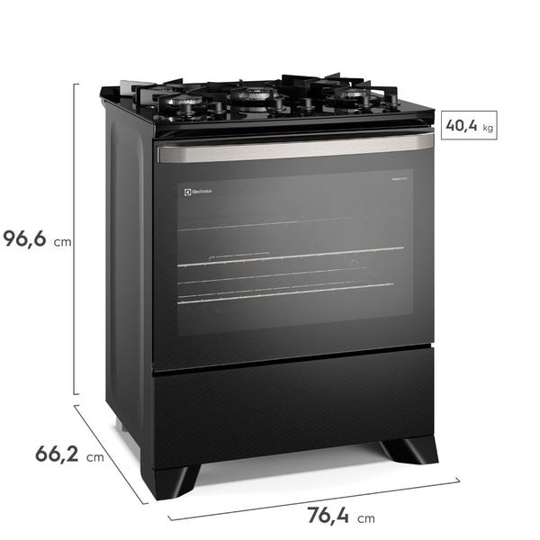 Imagem de Fogão 5 bocas Electrolux Preto Experience Mesa de Vidro, PerfectCook e VaporBake (FE5GP)