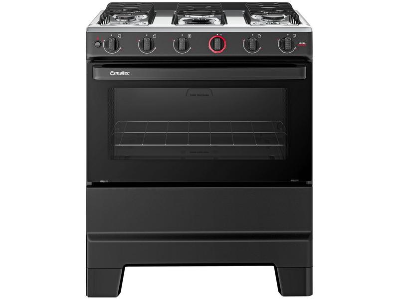 Fogão 5 Bocas Esmaltec F5iab5121 Ideal Super Mesa em Aço Inox Acendimento Automático Preto...