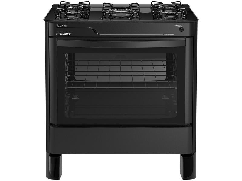 Fogão 5 Bocas Esmaltec Preto Mesa de Vidro Agata Glass Fogão 5 Bocas Esmaltec Preto Mesa de Vidro Agata Glass