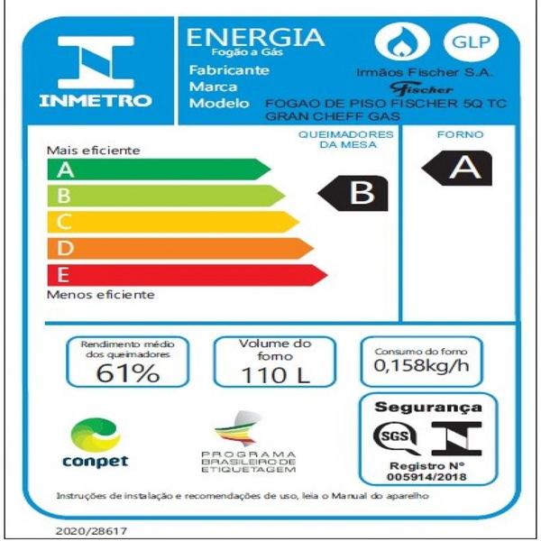 Imagem de Fogão 5 Bocas Fischer Gran Cheff com Grill