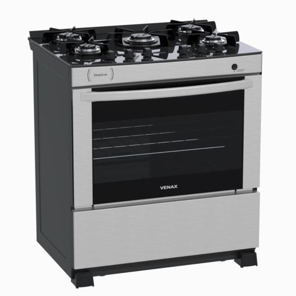 Imagem de Fogao 5 Bocas Venax Delplus Vitreo Bl Inox Gas Glp