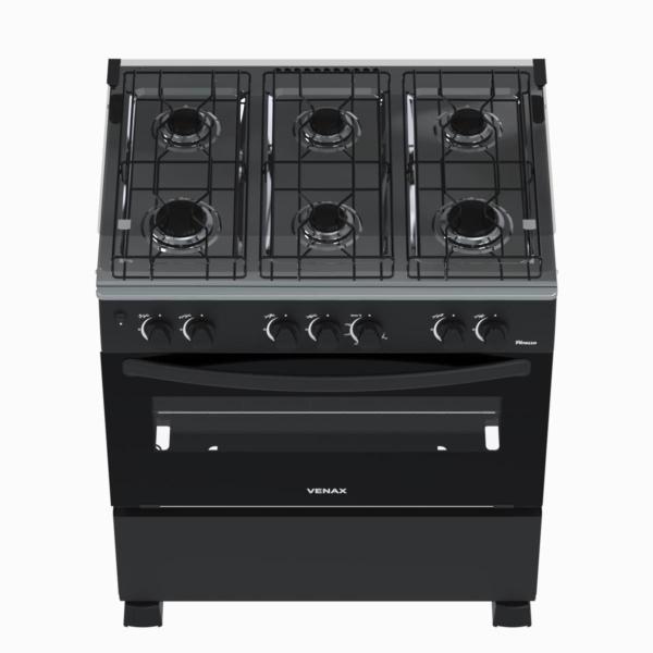 Fogao 6 Bocas Venax Picasso GIIi Preto Fosco Gas Glp - Fogão