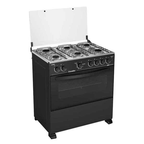 Imagem de Fogão a Gás 6 Bocas Automático Caribe Preto Mesa Inox 6081 PT - Esmaltec