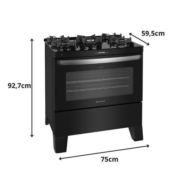 Imagem de Fogão a Gás Atlas Agile Up Glass 5 Bocas Piso Acendimento Automático
