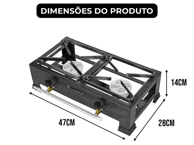 Imagem de Fogão A Gás Camping Alta Pressão 2 Bocas 20x20 Caminhoneiro